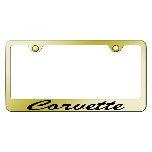 Autogold® - License Plate Frame with Script Laser Etched Corvette Logo