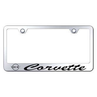 Autogold® - License Plate Frame with Script Laser Etched Corvette Logo