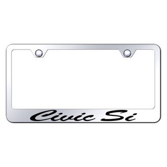 Autogold® - Chrome License Plate Frame with Script Laser Etched Civic SI Logo