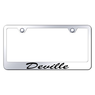Autogold® - Chrome License Plate Frame with Script Laser Etched Deville Logo