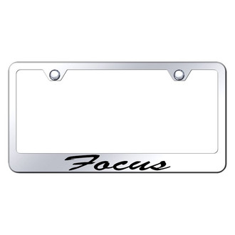 Autogold® - Chrome License Plate Frame with Script Laser Etched Focus Logo
