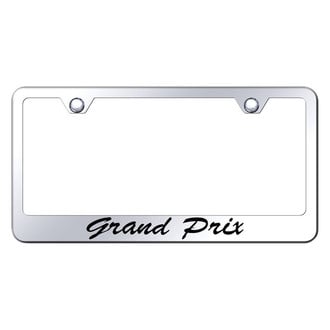 Autogold® - Chrome License Plate Frame with Script Laser Etched Grand Prix Logo