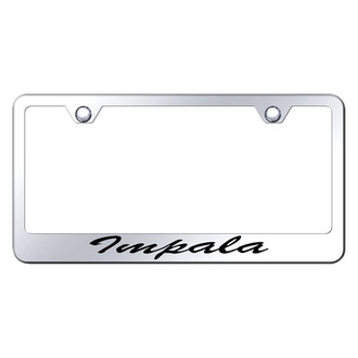 Autogold® - Chrome License Plate Frame with Script Laser Etched Impala Logo