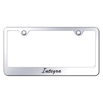 Autogold® - Chrome License Plate Frame with Script Laser Etched Integra Logo
