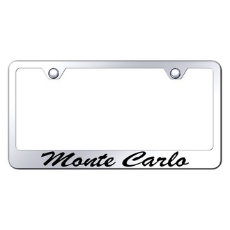 Autogold® - Chrome License Plate Frame with Script Laser Etched Monte Carlo Logo
