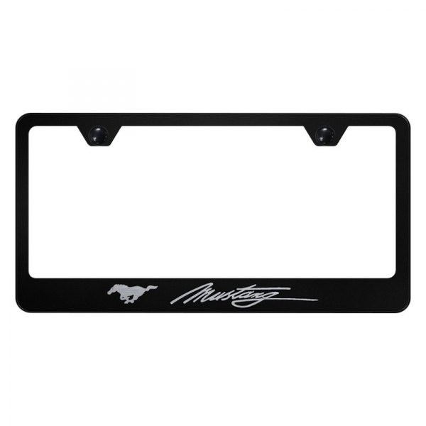 Autogold® - License Plate Frame with Script Laser Etched Mustang Logo