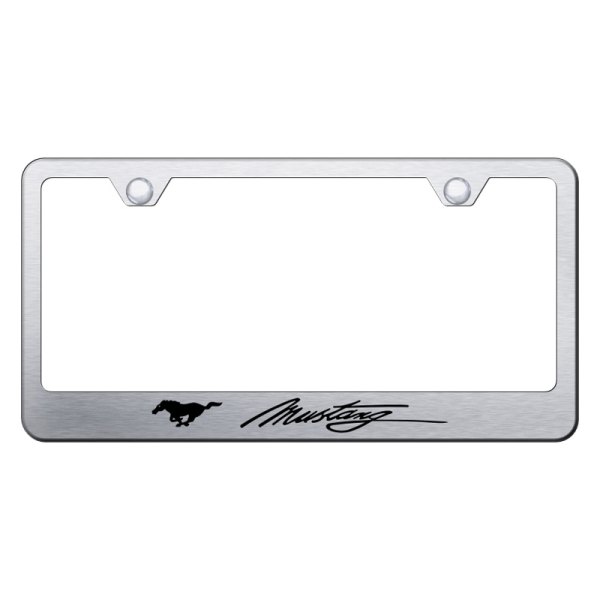 Autogold® - License Plate Frame with Script Laser Etched Mustang Logo