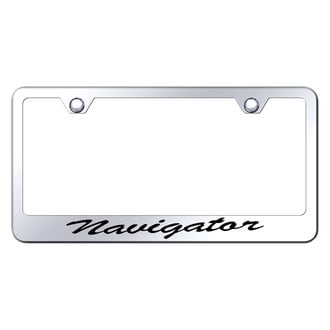 Autogold® - Chrome License Plate Frame with Script Laser Etched Navigator Logo