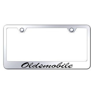 Autogold® - Chrome License Plate Frame with Script Laser Etched Oldsmobile Logo