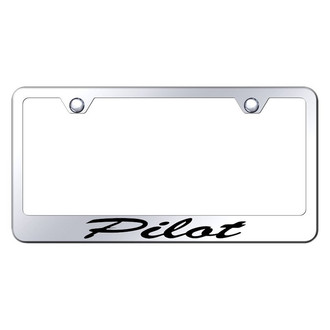 Autogold® - Chrome License Plate Frame with Script Laser Etched Pilot Logo