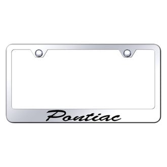 Autogold® - Chrome License Plate Frame with Script Laser Etched Pontiac Logo