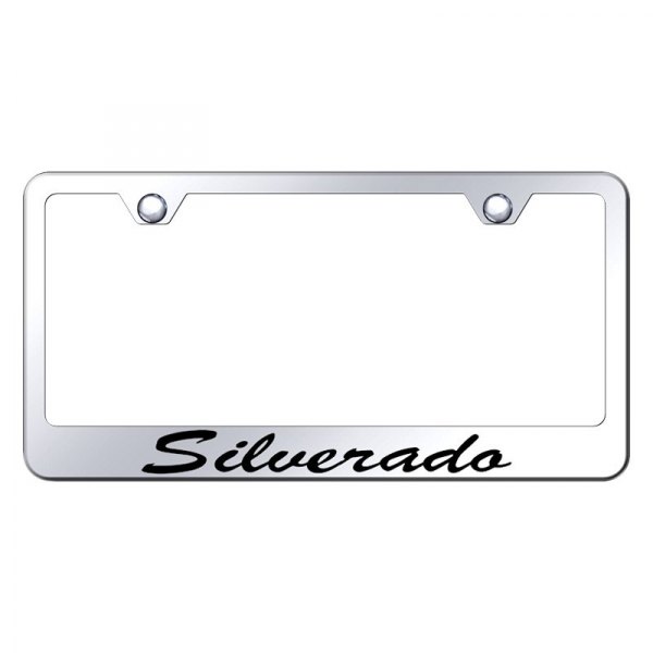 Autogold® - License Plate Frame with Script Laser Etched Silverado Logo