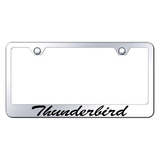 Autogold® - Chrome License Plate Frame with Script Laser Etched Thunderbird Logo