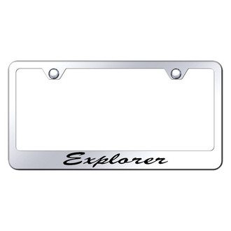 Autogold® - Chrome License Plate Frame with Script Laser Etched Explorer Logo