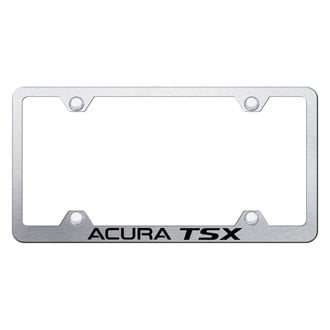 Autogold® - Wide Body Brushed License Plate Frame with Laser Etched Acura TSX Logo