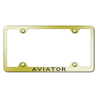 Autogold® - Wide Body Gold License Plate Frame with Laser Etched Aviator Logo