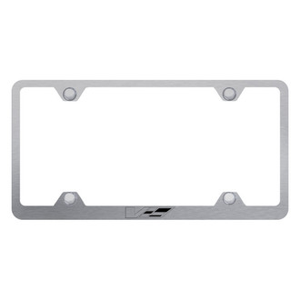 Autogold® - Wide Body Brushed License Plate Frame with Laser Etched Cadillac V Logo