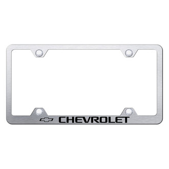 Autogold® - Wide Body Brushed License Plate Frame with Laser Etched Chevrolet Logo