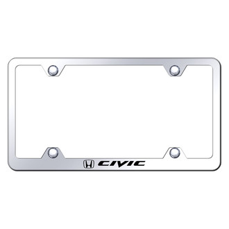 Autogold® - Wide Body Chrome License Plate Frame with Laser Etched Civic Logo