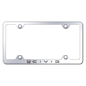 Autogold® - Wide Body Chrome License Plate Frame with Laser Etched Civic Reverse C Logo