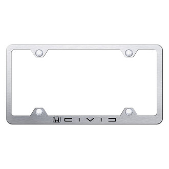 Autogold® - Wide Body Brushed License Plate Frame with Laser Etched Civic Reverse C Logo