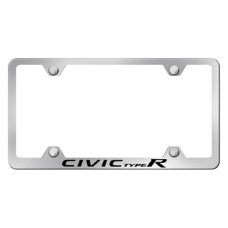 Autogold® - Wide Body Chrome License Plate Frame with Laser Etched Civic Type R Logo