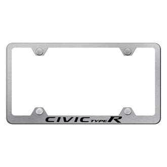 Autogold® - Wide Body Brushed License Plate Frame with Laser Etched Civic Type R Logo