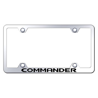 Autogold® - Wide Body Chrome License Plate Frame with Laser Etched Commander Logo
