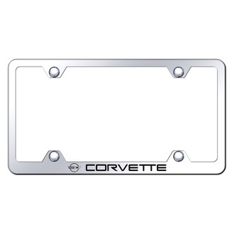 Autogold® - Wide Body Chrome License Plate Frame with Laser Etched Corvette C4 Logo