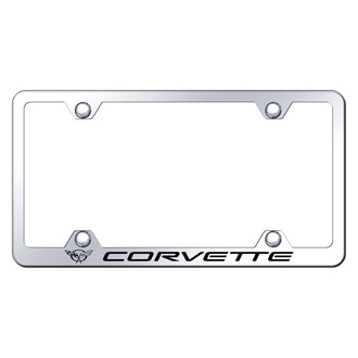 Autogold® - Wide Body Chrome License Plate Frame with Laser Etched Corvette C5 Logo