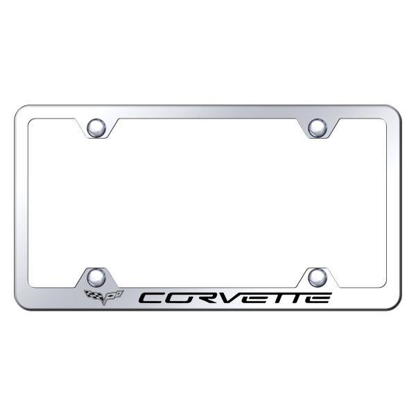 Autogold® - Wide Body License Plate Frame with Laser Etched Corvette C6 Logo