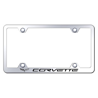 Autogold® - Wide Body Chrome License Plate Frame with Laser Etched Corvette C6 Logo