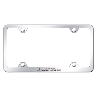 Autogold® - Wide Body Chrome License Plate Frame with Laser Etched Mustang Dark Horse Logo