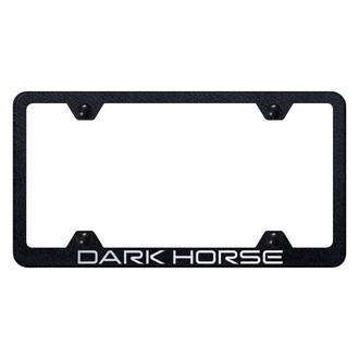 Autogold® - Wide Body Rugged Black License Plate Frame with Laser Etched Dark Horse Logo