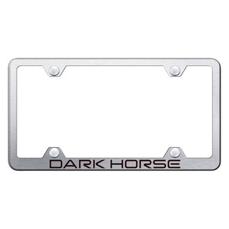 Autogold® - Wide Body Brushed License Plate Frame with Laser Etched Dark Horse Logo