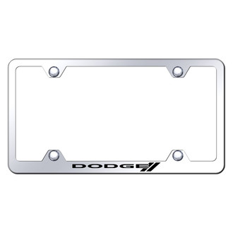Autogold® - Wide Body Chrome License Plate Frame with Laser Etched Dodge Stripes Logo