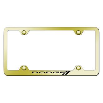 Autogold® - Wide Body Gold License Plate Frame with Laser Etched Dodge Stripes Logo