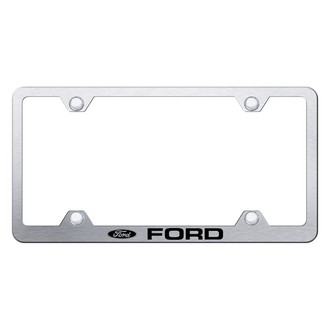 Autogold® - Wide Body Brushed License Plate Frame with Laser Etched Ford Logo