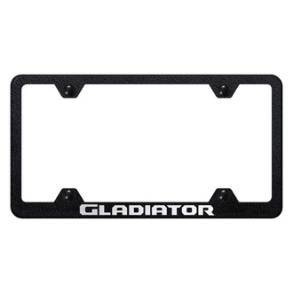 Autogold® - Wide Body Rugged Black License Plate Frame with Laser Etched Gladiator Logo