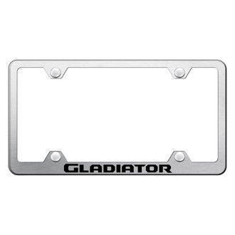 Autogold® - Wide Body Brushed License Plate Frame with Laser Etched Gladiator Logo