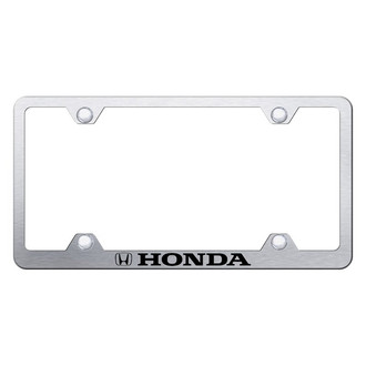Autogold® - Wide Body Brushed License Plate Frame with Laser Etched Honda Logo