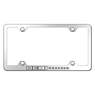Autogold® - Wide Body Chrome License Plate Frame with Laser Etched HEMI Powered Logo