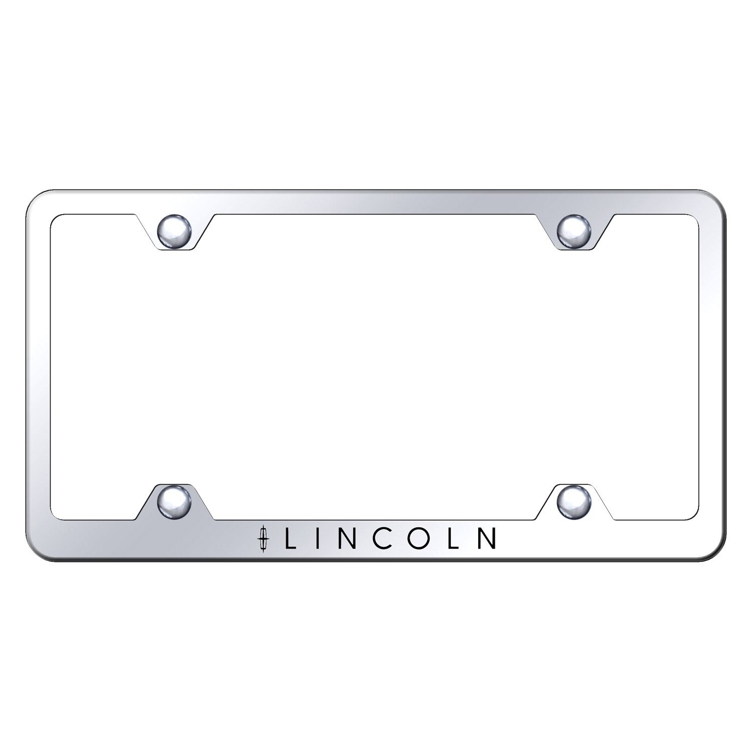 Lincoln Chrome Logo On Black License Plate Frame