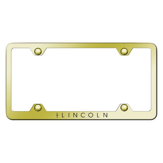 Autogold® - Wide Body Gold License Plate Frame with Laser Etched Lincoln Logo