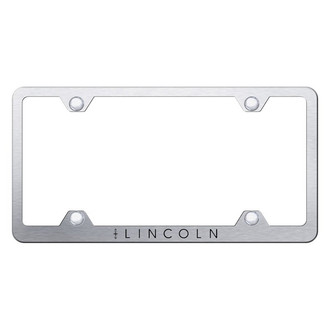 Autogold® - Wide Body Brushed License Plate Frame with Laser Etched Lincoln Logo