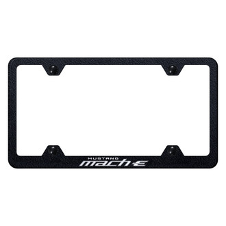 Autogold® - Wide Body Rugged Black License Plate Frame with Laser Etched Mach-E Logo