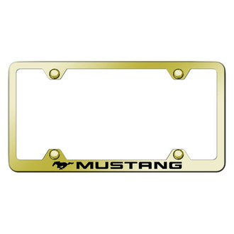 Autogold® - Wide Body Gold License Plate Frame with Laser Etched Mustang Logo