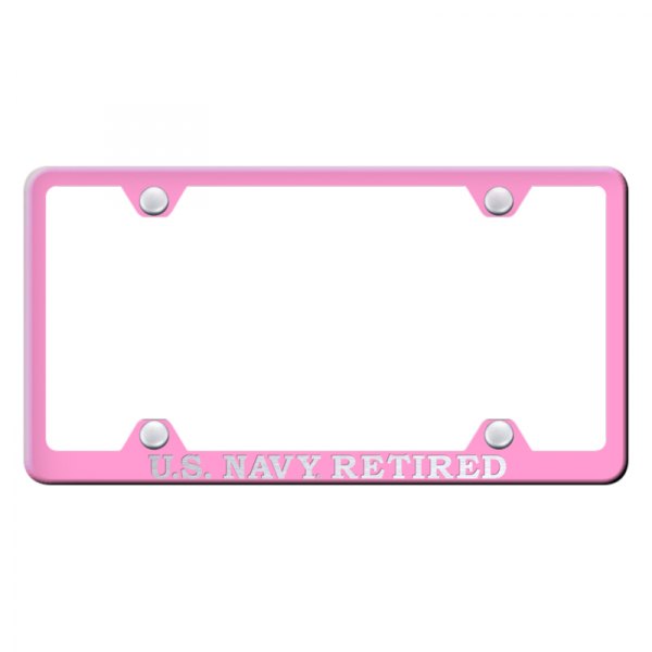 Autogold® - Wide Body License Plate Frame with Laser Etched U.S. Navy Retired Logo