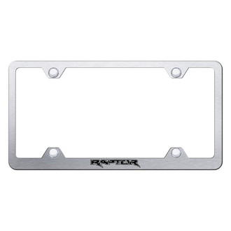 Autogold® - Wide Body Brushed License Plate Frame with Laser Etched Raptor Logo