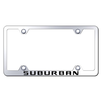 Autogold® - Wide Body Chrome License Plate Frame with Laser Etched Suburban Logo